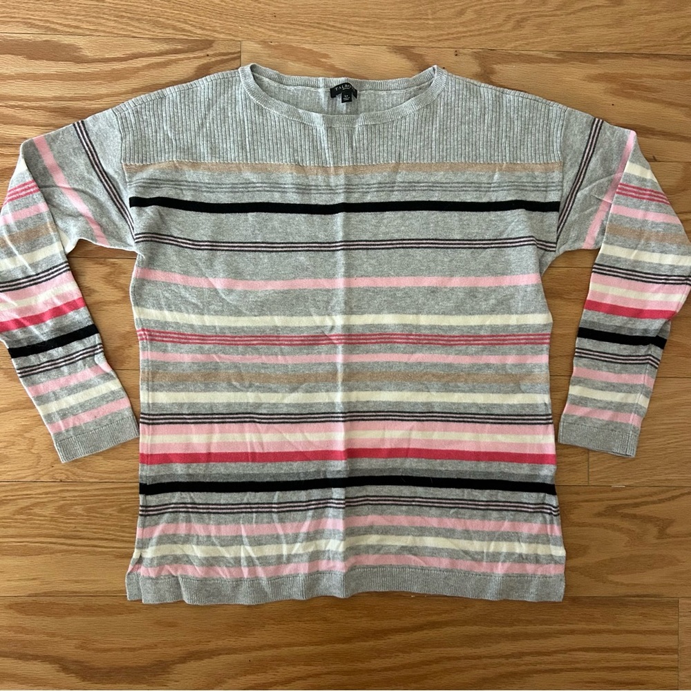 Talbots Gray and Pink Knit Sweater